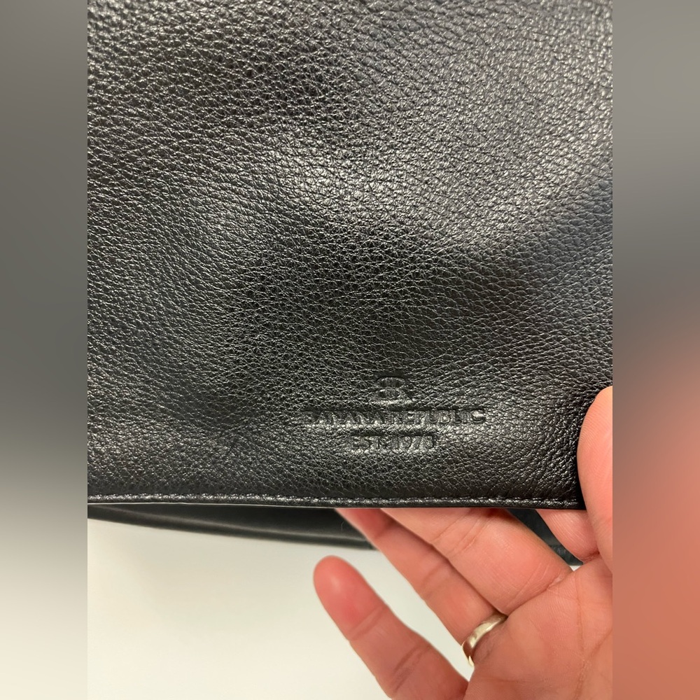 Banana Republic Black Leather Crossbody Messenger Laptop Greyson Bag - Picture 4 of 10
